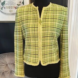 St. John Collection Green Yellow Plaid Blazer AMAZING